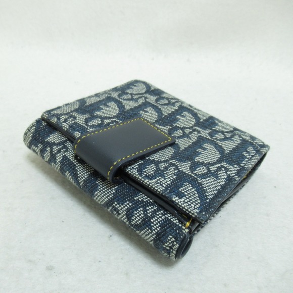 Dior Dior Oblique Canvas Bifold Wallet Navy Canvas Short Wallet - Picture 5 of 6